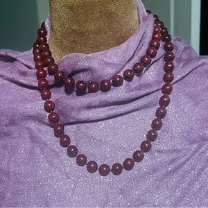 Vintage Sarah Coventry Red Burgundy Beaded Necklace Lucite Bakelite Art Deco